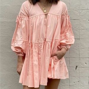 AJE Overture Smocked Tunic Dress in Apricot U.S. Size 4.  NEW WITH TAGS.